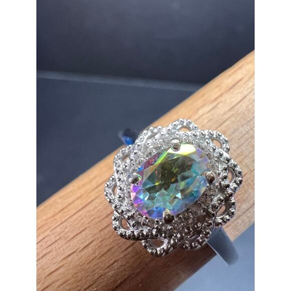 NEW Mercury Mystic topaz zircon celestial halo ring in sterling silver size 10 - Picture 10 of 16